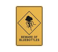 Compladeta Panneau « Caution Beware Of Bluebottles » - 20,3 x 30,5 cm - Aluminium antirouille - Protection contre les UV, imperméable, résistant aux intempéries et à la décoloration - 4 trous