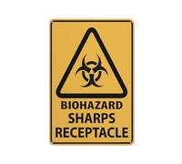Compladeta Panneau « Caution Biohazard Sharps » - 30,5 x 20,3 cm - Panneau en aluminium pré-percé pour un montage facile - Utilisation en intérieur ou en extérieur - Pour porte de clôture ou portail