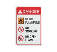 Compladeta Panneau « Danger Highly Flammable No Smoking No Flames » pour maison - 30,5 x 20,3 cm - Aluminium de qualité supérieure - Résistant au soleil - Antirouille