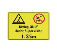 Compladeta Panneau d'avertissement « Diving Only Under Supervision » - 1,3 m - Décoration murale pour maison, cuisine, ferme, jardin, garage - 30,5 x 20,3 cm