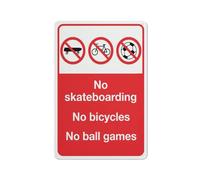 Compladeta Panneau d'avertissement « No Skateboarding No Bicycles No Ball Games » - Décoration murale 30,5 x 20,3 cm