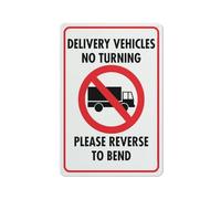 Compladeta Panneau « Delivery Vehicles No Turning Please Reverse To Bend » - 20,3 x 30,5 cm - En aluminium antirouille - Pour la maison, les entreprises, la cour