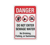 Compladeta Panneau d'extérieur en aluminium avec inscription « Danger Do Not Enter Sewage » - 30,5 x 20,3 cm - Encre UV imprimée pour la maison et le travail