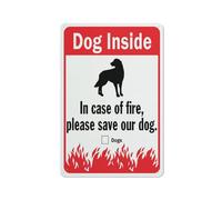 Compladeta Panneau « Dog Inside In Case Of Fire Please Save Our Dog » - En aluminium imprimé UV - 30,5 x 20,3 cm - Résistant aux intempéries - Pour la maison ou le travail