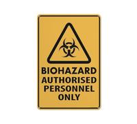 Compladeta Panneau en étain « Caution Biohazard Authorised Personnel Only » - 30,5 x 20,3 cm - Idéal pour décoration murale de jardin et cour