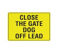 Compladeta Panneau en étain « Close The Gate Dog Off » - 30,5 x 20,3 cm - Idéal pour la décoration murale de jardin et de cour