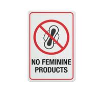 Compladeta Panneau en étain « No Feminine Products » - 30,5 x 20,3 cm - Idéal pour décoration murale de jardin et cour