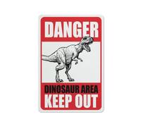 Compladeta Panneau en métal « Danger Dinosaur Area Keep Out » - 30,5 x 20,3 cm - Aluminium antirouille - Impression à l'encre UV - Durable/résistant aux intempéries - Extérieur pour la maison