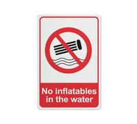 Compladeta Panneau « No Inflatables In The Water » pour maison 30,5 x 20,3 cm, aluminium de qualité supérieure, résistant au soleil, antirouille