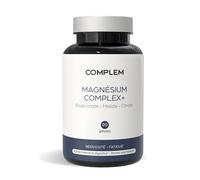 COMPLEM Magnésium Complex+ 3 en 1 - Bisglycinate, Citrate & Malate + Vitamine B6 & Taurine - Haute Absorption - Fatigue, Stress, Récuparation Musculaire - Vegan - Fabriqué en France - 90 Gélules