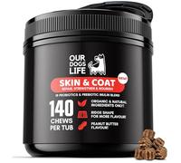 Complément Alimentaire Chien Peau et Pelage | 140 Comprimés | Oméga 3-6, Biotine, Huile de Saumon | Anti-Démangeaisons | Brillance Poil | Toutes Races | DogsLife