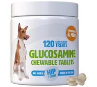 Complément articulaire pour chien - Aide à la mobilité des hanches - Formule solide - Soutien sain - Cartilage osseux - 120 particules - Comprimés à mâcher doux - Glucosamine Chondroïtine MSM - Pour