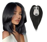 Complément capillaire 100% cheveux humains pour femme base 4.3x2.75" avec clips,idéal pour cheveux clairsemés,extensions capillaires à clips volume,complément capillaire naturel 20CM Couleur Naturelle