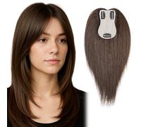 Complément capillaire 100% cheveux humains pour femme base 4.3x2.75" avec clips,idéal pour cheveux clairsemés,extensions capillaires à clips volume,complément capillaire naturel 20CM couleur #2