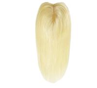 Complément capillaire à clips Mono for femmes, cheveux humains clairsemés, sans frange, cheveux lisses et soyeux, couleur blond 613#. pour Femme Charmant(18 inch,15x17cm)