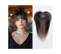 Complément capillaire de 25 cm en cheveux humains avec frange for femmes, effet 3D, idéal for compenser la perte de cheveux et donner un aspect naturel. Hair Extensions Pièces Wigs(Dark Brown)