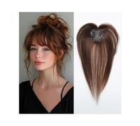 Complément capillaire de 25 cm en cheveux humains avec frange for femmes, effet 3D, idéal for compenser la perte de cheveux et donner un aspect naturel. Hair Extensions Pièces Wigs(Honey Brown)
