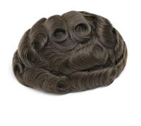 Complément Capillaire Homme Pour Calvitie 0.1-0.12 mm Full Poly Skin Mens Hairpieces Toupee for Men Human Hair Replacement System Perruquest Hommes(5#Medium Light Brown,5x7)