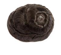 Complément Capillaire Homme Pour Calvitie 0.1-0.12 mm Full Poly Skin Mens Hairpieces Toupee for Men Human Hair Replacement System Perruquest Hommes(4#Medium Brown,6x8)