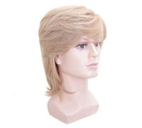 Complément Capillaire Homme Pour Calvitie 14 Inch Mens Blonde Wig, Synthetic Short Layered Natural Fluffy Wigs Perruquest Hommes