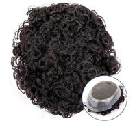 Complément Capillaire Homme Pour Calvitie Australie Postiche bouclé for homme de 20 mm Prothèse capillaire masculine durable Dentelle française et revêtement en polyéthylène transparent de 1" autour d