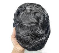 Complément Capillaire Homme Pour Calvitie Clip-On Men's Wigs,Mono Base with 4 Clips 130 Density Durable Breathability Human Hair Toupee for Daily Use Perruquest Hommes(5"X7",1B20)