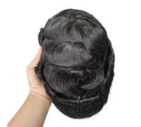Complément Capillaire Homme Pour Calvitie Clip-On Men's Wigs,Mono Base with 4 Clips 130 Density Durable Breathability Human Hair Toupee for Daily Use Perruquest Hommes(7"X9",Dark brown)