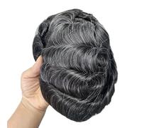 Complément Capillaire Homme Pour Calvitie Clip-On Men's Wigs,Mono Base with 4 Clips 130 Density Durable Breathability Human Hair Toupee for Daily Use Perruquest Hommes(7"X9",1B30)