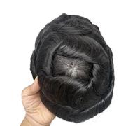 Complément Capillaire Homme Pour Calvitie Clip-On Men's Wigs,Mono Base with 4 Clips 130 Density Durable Breathability Human Hair Toupee for Daily Use Perruquest Hommes(6"X9",Natural Black)