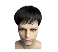 Complément Capillaire Homme Pour Calvitie Men's Wig Thick Human Hair Toupee with PU Around Hair Replacement System Short Hairpieces for Men's Baldness Natural Color Perruquest Hommes(18x20cm)