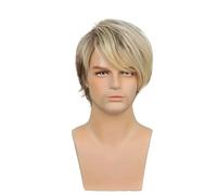 Complément Capillaire Homme Pour Calvitie Perruque blonde courte de 6 pouces for hommes, perruques synthétiques naturelles en couches résistantes à la chaleur Perruquest Hommes