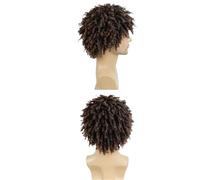 Complément Capillaire Homme Pour Calvitie Perruque Dreadlocks de 3 pouces for hommes, perruques synthétiques bou s avec frange, tresses fausses dreads Perruquest Hommes(Ombre Brown)