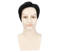 Complément Capillaire Homme Pour Calvitie Perruque en cheveux humains for hommes, base en soie, dentelle douce et respirante, for la calvitie, densité 150 Perruquest Hommes(Natural Black)