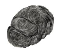 Complément Capillaire Homme Pour Calvitie Perruque for homme en cheveux humains, toupet, densité 130, épaisseur 0,1-0,12 mm, base 8" x 10". Perruquest Hommes(6inch 30mm Wave,1B50)