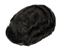 Complément Capillaire Homme Pour Calvitie Perruque for homme en cheveux humains, toupet, densité 130, épaisseur 0,1-0,12 mm, base 8" x 10". Perruquest Hommes(6inch 30mm Wave,1B10)