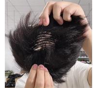 Complément Capillaire Homme Pour Calvitie Perruque Noire For Homme Avec Bandeau, Toupet En Cheveux Humains, Invisible, Sans Couture, À Clipser, For Un Usage Quotidien. Perruquest Hommes(16 * 21)
