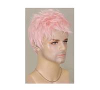 Complément Capillaire Homme Pour Calvitie Perruque rose courte de 4 pouces for hommes, perruques synthétiques de beau costume quotidien masculin Perruquest Hommes