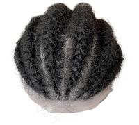 Complément Capillaire Homme Pour Calvitie Perruque tressée afro 8x10" for homme, perruque capillaire respirante en cheveux humains noirs avec dentelle intégrale. Perruquest Hommes