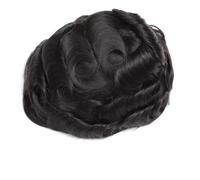 Complément Capillaire Homme Pour Calvitie Postiche for homme avec dentelle diamantée et base en soie, avec contour en PU, prothèse capillaire sans nœuds Perruquest Hommes(Off Black,7x9)