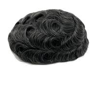 Complément Capillaire Homme Pour Calvitie Postiche for homme en cuir chevelu fin (0,08 mm), base en PU 8 x 10 pouces, cheveux humains bouclés en V Perruquest Hommes(1B30,120 Density)