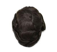 Complément Capillaire Homme Pour Calvitie Postiche synthétique bouclé for homme, 20 mm, avec revêtement en PU, avec partie supérieure mono Perruquest Hommes(#2,6x8)