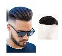 Complément Capillaire Homme Pour Calvitie Postiches synthétiques courtes à clips for hommes, postiches lisses, noires naturelles, toupet en fibre respirante à haute température for couvrir la perte de
