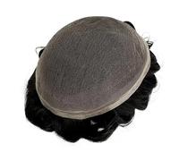 Complément Capillaire Homme Pour Calvitie Systèmes de remplacement de cheveux humains indiens de 15 cm for hommes, postiche en dentelle intégrale Perruquest Hommes(Jet Black)