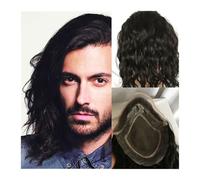 Complément Capillaire Homme Pour Calvitie Toupet bouclé naturel longueur 12 pouces Toupet en cheveux humains vierges européens for hommes postiche mono dentelle avec PU autour des perruques for hommes