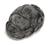 Complément Capillaire Homme Pour Calvitie Toupet de cheveux humains for hommes 6 pouces, perruques durables en PU for 0,1 mm, densité 130 Perruquest Hommes(6"X8",1B50)