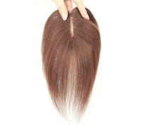 Complément capillaire lisse en cheveux humains naturels (5 x 8 cm) avec frange, postiche en cheveux Remy for femmes Effet naturel et Volumineux(Mocha)