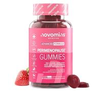 Complément Femme 40-50 ans avec Sauge, Trèfle Rouge, Maca, Ashwagandha, Zinc et Vitamine B6 - la B6 contribue à une activité hormonale normale - Gummies à la Fraise - Vegan - Novomins