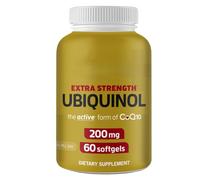 Complément naturel CoQ10 et antioxydant 200 mg, sans OGM, sans gluten, 60 gélules molles,