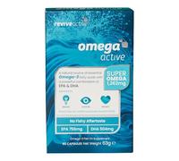 Complément Revive Active Omega Active - Huile de poisson oméga-3 avec EPA et DHA, sans arrière-goût de poisson - Acides gras essentiels, soutient le cerveau, la vue et le cœur - 60 gélules