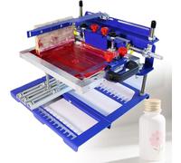Complet Sérigraphie Courbe Manuel,Machine Pour Objets Ronds & Coniques,écran 260x450mm,Idéal Flacons Médicaments,Bouteilles Bière,Tubes Verre,Réglage Vertical 200mm